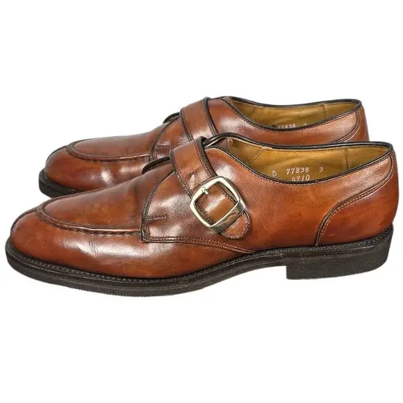 Allen Edmonds Cornell Monk Strap Shoes Mens 8.5 Narrow Split Toe Brown Leather Oxfords & Derbys